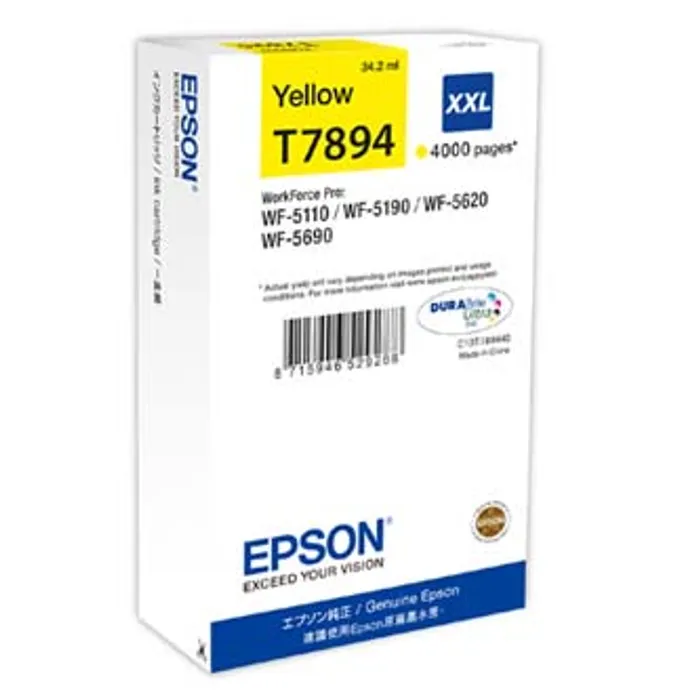 Hauptbild des Produkts Epson originální ink C13T789440, T789, XXL, yellow, 4000str., 34ml, 1ks, Epson WorkForce