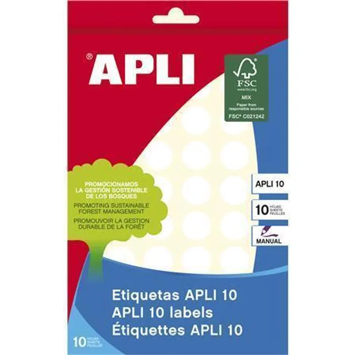 Hauptbild des Produkts Etikety, kruhové, bílá, průměr 16mm, na ruční popis, 540 ks/bal., APLI