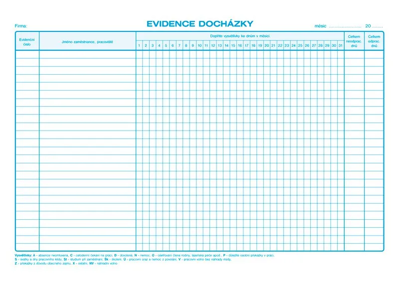Hauptbild des Produkts Evidence docházky A4 1150