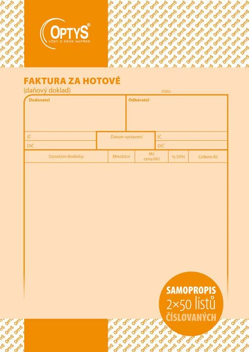 Hauptbild des Produkts Faktura za hotové A5, samopropisovací, číslovaná, 2 x 50 listů 1073