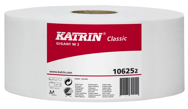 Hauptbild des Produkts Toaletní papír JUMBO Katrin Classic Gigant M 2-vrstvý 22 cm, 180 m bílý [1 ks]