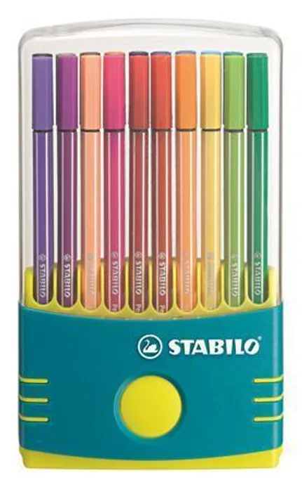 Hauptbild des Produkts Fixy "Pen 68 ColorParade", 20 různých barev, sada, 1 mm, tyrkysové, plastové pouzdro, STAB