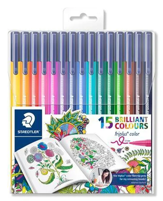 Hauptbild des Produkts Fixy "Triplus", Johanna Basford lim. edice, sada, 15 různých barev, 1 mm, STAEDTLER