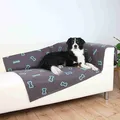 Weiteres Produktbild Fleecedecke BARNEY 150x100cm - grau mit blauen Würfeln
