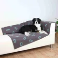 Weiteres Produktbild Fleecedecke BARNEY 150x100cm - grau mit blauen Würfeln