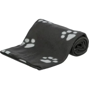 Fleecedecke BEANY 100x70cm - schwarz mit beigen Füßen