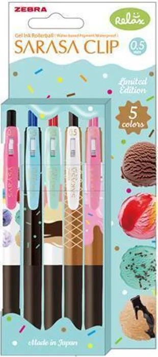 Hauptbild des Produkts Gelové pero "Sarasa Clip Ice Cream", 5 různých barev, 0,33 mm, stiskací mechanismus, ZEBRA 82756