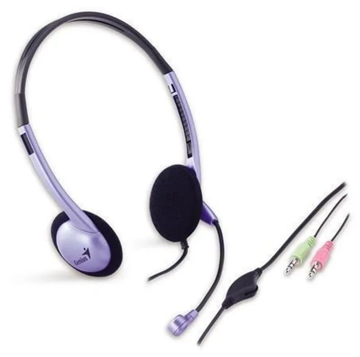 Hauptbild des Produkts Genius HS-02B, sluchátka s mikrofonem, ovládání hlasitosti, černo-stříbrná, 2x 3.5 mm jac