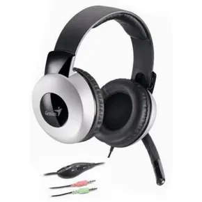 Genius HS-05A, Kophörer mit Mikrofon, Lautstärkeregelung, schwarz/silber, 2x 3.5 mm jack