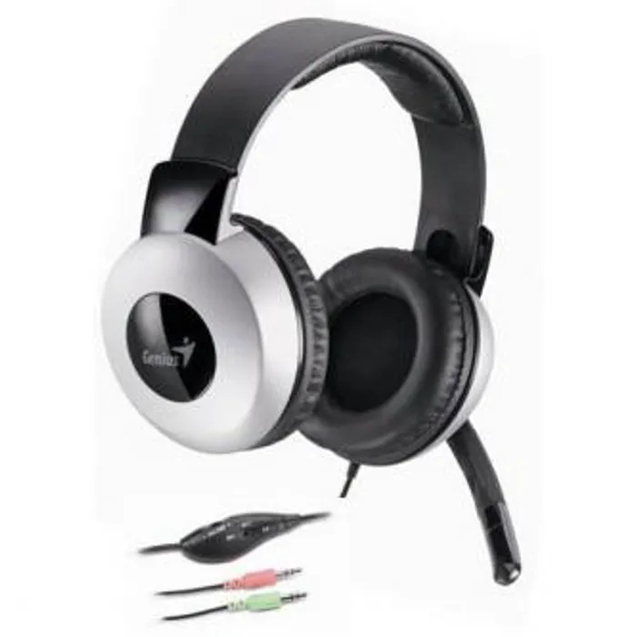 Hauptbild des Produkts Genius HS-05A, sluchátka s mikrofonem, ovládání hlasitosti, černo-stříbrná, 2x 3.5 mm jac