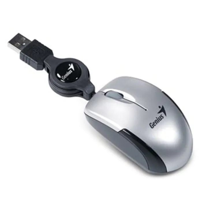 Hauptbild des Produkts Genius Myš Micro Traveler V2, 1200DPI, optická, 3tl., 1 kolečko, drátová USB, stříbrná, M