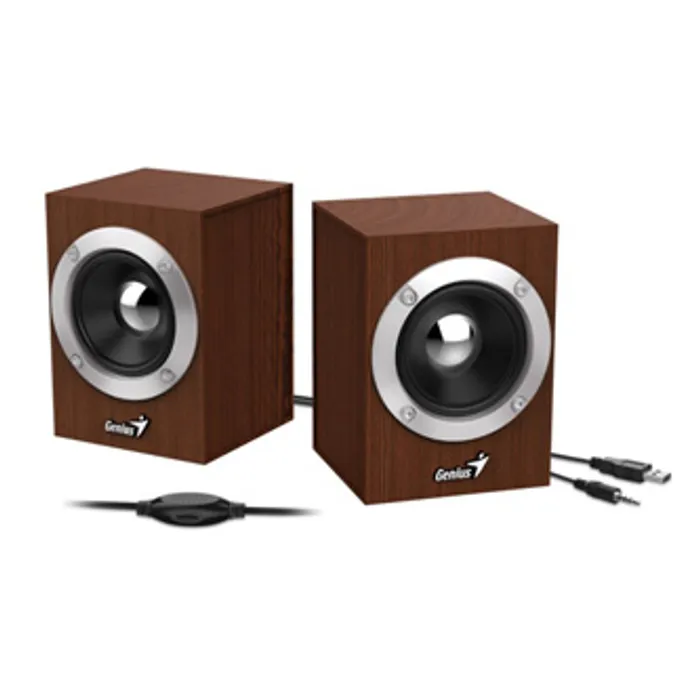 Hauptbild des Produkts Genius reproduktory SP-HF280, 2.0, 6W, hnědé, regulace hlasitosti, 3,5 mm jack (USB), 100