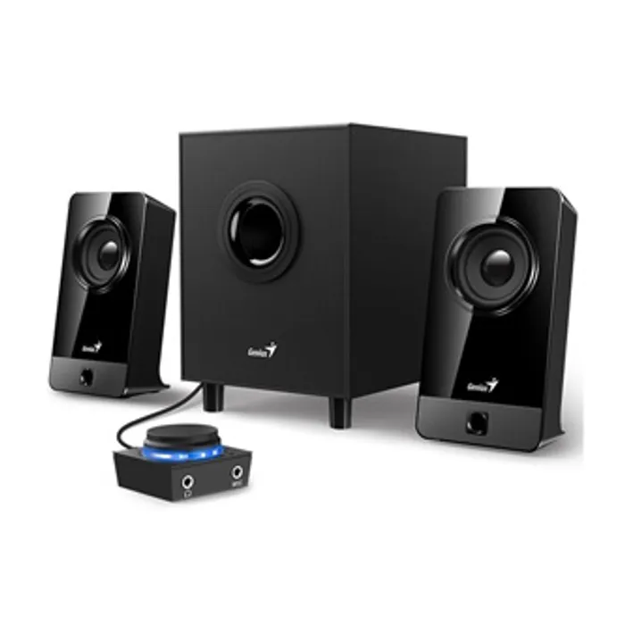 Hauptbild des Produkts Genius reproduktory SW-2.1 300X, 2.1, 10W, černé, ovládací panel, vstup pro mikrofon, 3,5