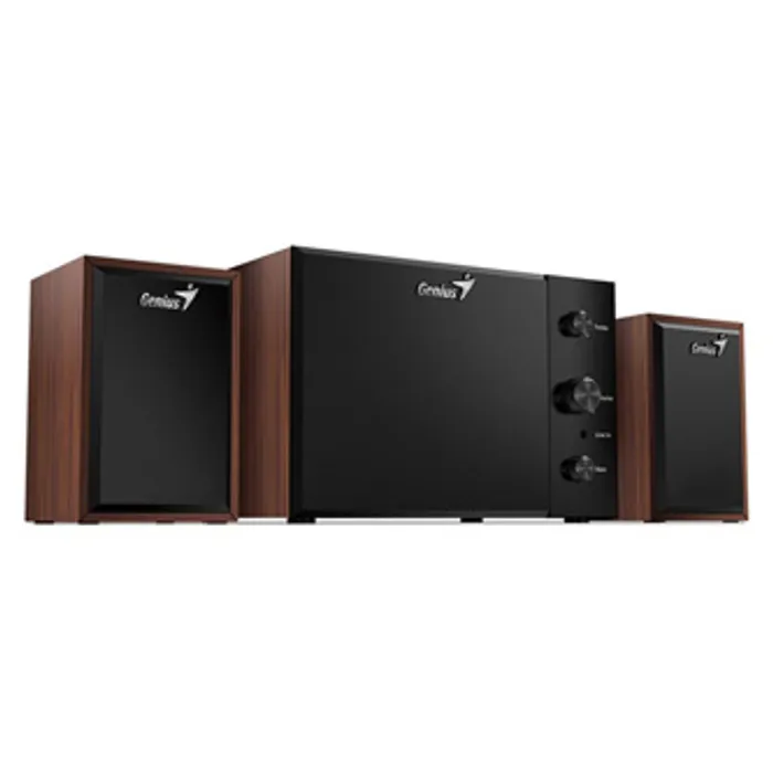 Hauptbild des Produkts Genius reproduktory SW-2.1 350, 2.1, 15W, hnědo-černé, ovládací panel, ovládaní basů a vý