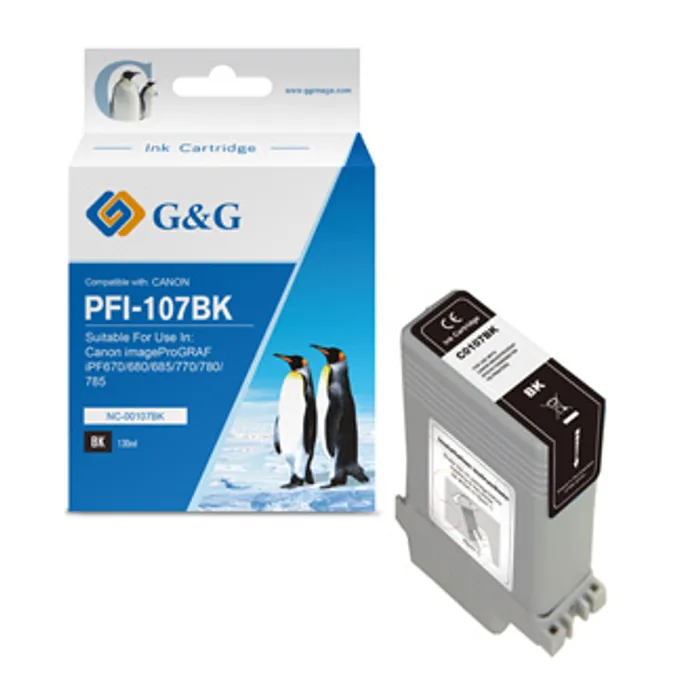 Hauptbild des Produkts G&G kompatibilní ink s PFI107BK, black, 130ml, NC-00107BK, 6705B001, pro Canon iPF-680, 6
