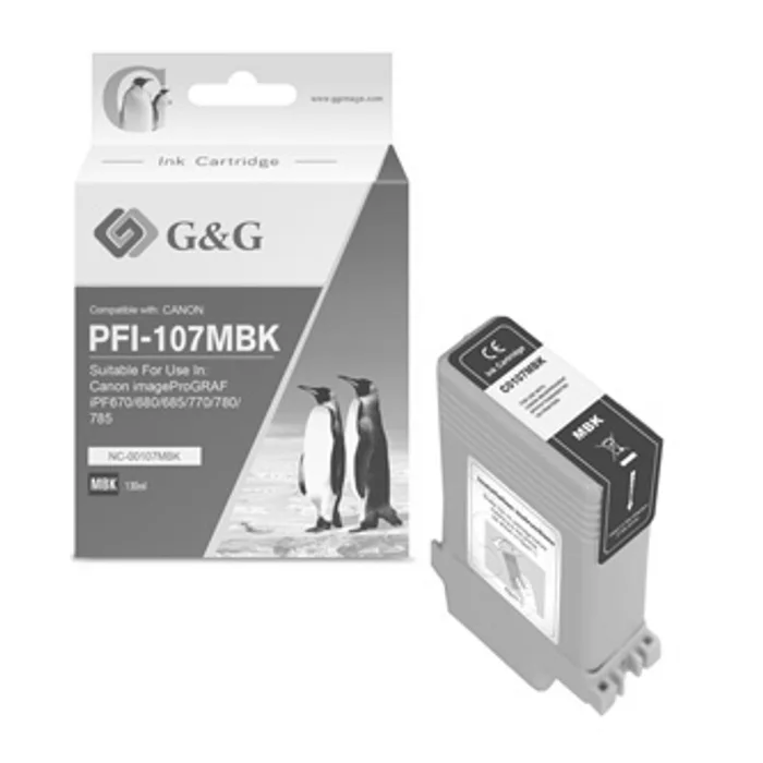 Hauptbild des Produkts G&G kompatibilní ink s PFI107MBK, matte black, 130ml, NC-00107MBK, 6704B001, pro Canon iP