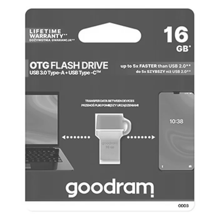 Hauptbild des Produkts Goodram USB flash disk OTG, USB 3.0 (3.2 Gen 1), 16GB, ODD3, modrý, ODD3-0160B0R11, USB A
