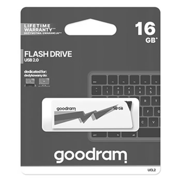 Hauptbild des Produkts Goodram USB flash disk, USB 2.0, 16GB, UCL2, bílý, UCL2-0160W0R11, USB A, vysouvací konek