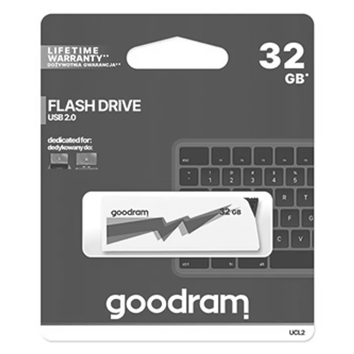 Hauptbild des Produkts Goodram USB flash disk, USB 2.0, 32GB, UCL2, bílý, UCL2-0320W0R11, USB A, vysouvací konek