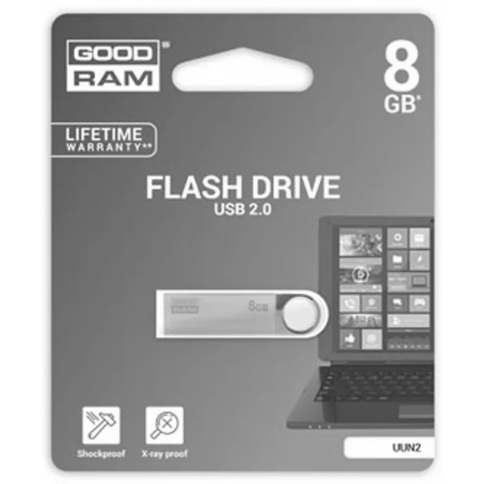 Hauptbild des Produkts Goodram USB flash disk, USB 2.0, 8GB, UUN2, stříbrný, UUN2-0080S0R11, USB A, s poutkem