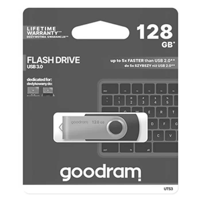 Hauptbild des Produkts Goodram USB flash disk, USB 3.0 (3.2 Gen 1), 128GB, UTS3, černý, UTS3-1280K0R11, USB A, s