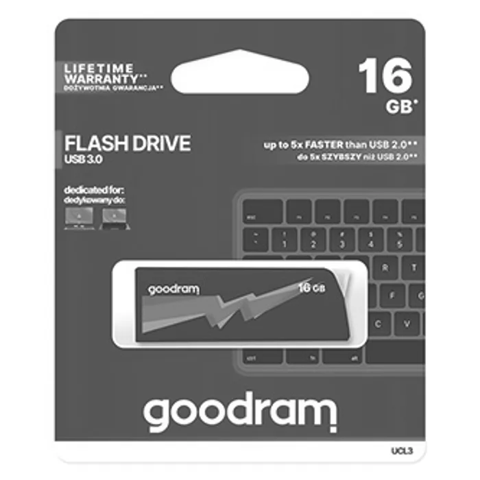 Hauptbild des Produkts Goodram USB flash disk, USB 3.0 (3.2 Gen 1), 16GB, UCL3, černý, UCL3-0160K0R11, USB A, s