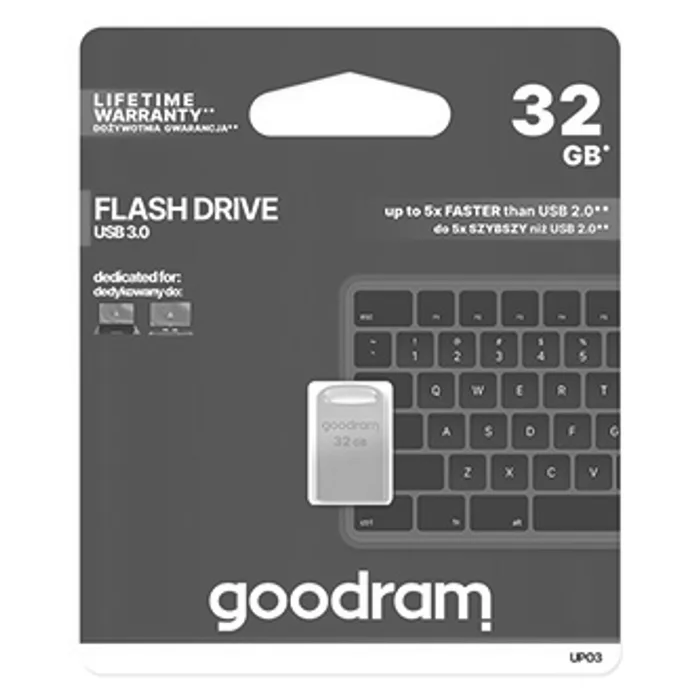 Hauptbild des Produkts Goodram USB flash disk, USB 3.0 (3.2 Gen 1), 32GB, UPO3, stříbrný, UPO3-0320S0R11, USB A,