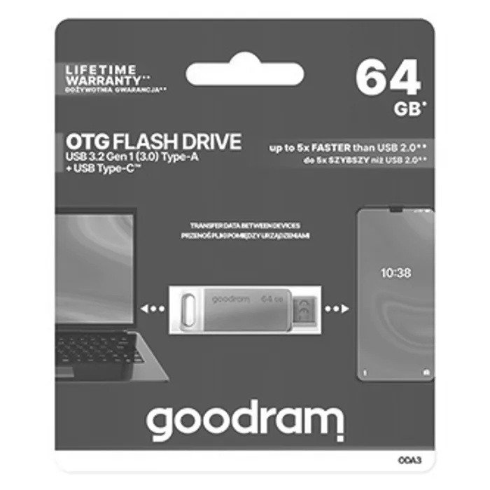 Hauptbild des Produkts Goodram USB flash disk, USB 3.0 (3.2 Gen 1), 64GB, ODA3, stříbrný, ODA3-0640S0R11, USB A