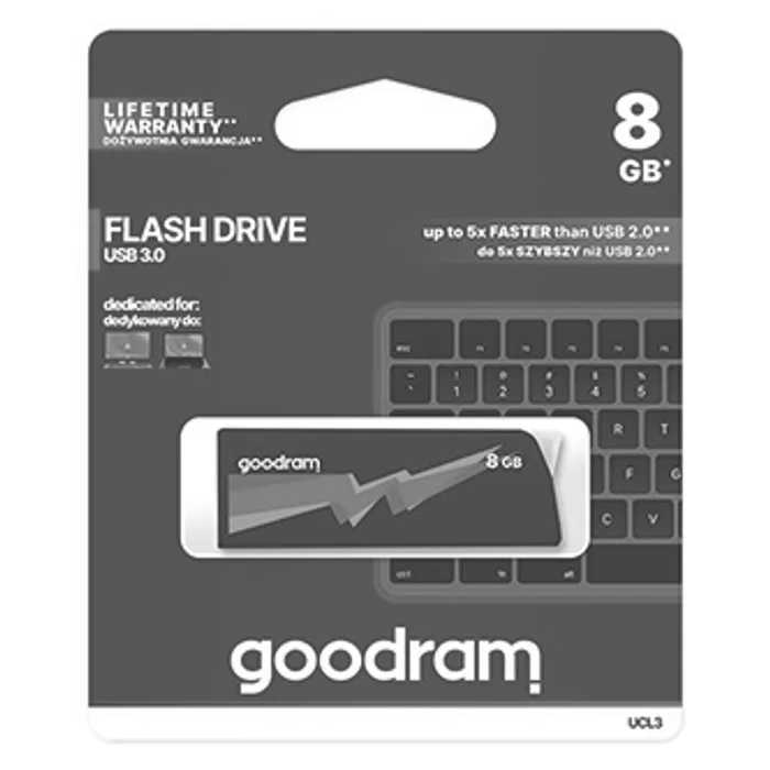 Hauptbild des Produkts Goodram USB flash disk, USB 3.0 (3.2 Gen 1), 8GB, UCL3, černý, UCL3-0080K0R11, USB A, s v