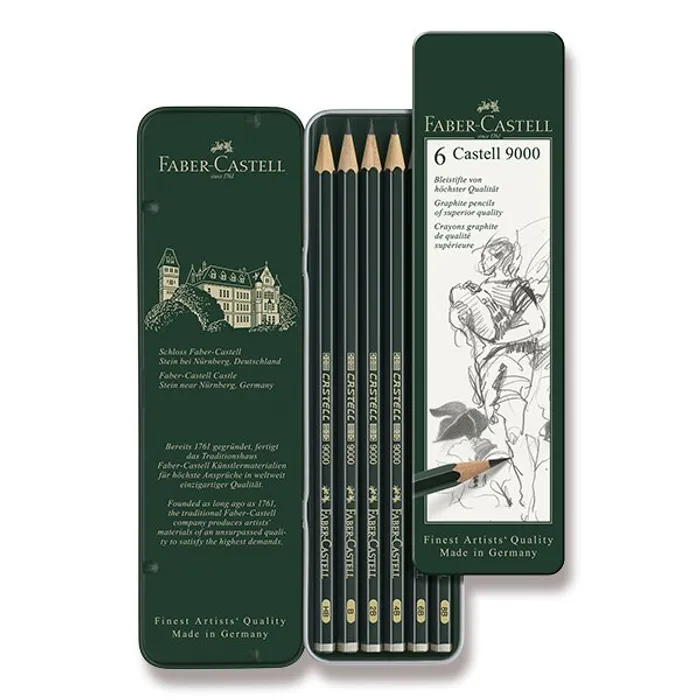 Hauptbild des Produkts Grafitová tužka Faber-Castell Castell 9000 6 ks, plechová krabička