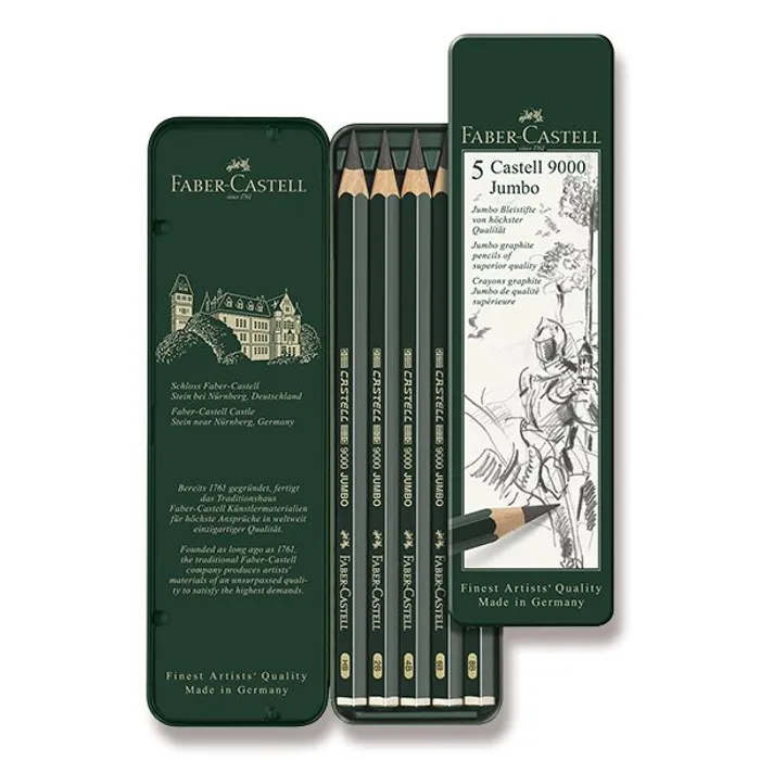 Hauptbild des Produkts Grafitová tužka Faber-Castell Castell 9000 Jumbo 5 ks, plechová krabička