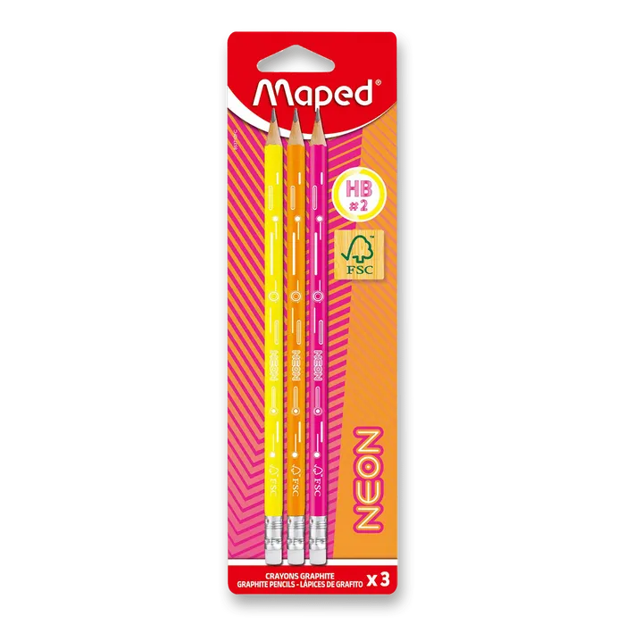 Hauptbild des Produkts Grafitová tužka Maped Neon s pryží tvrdost HB, 3 ks