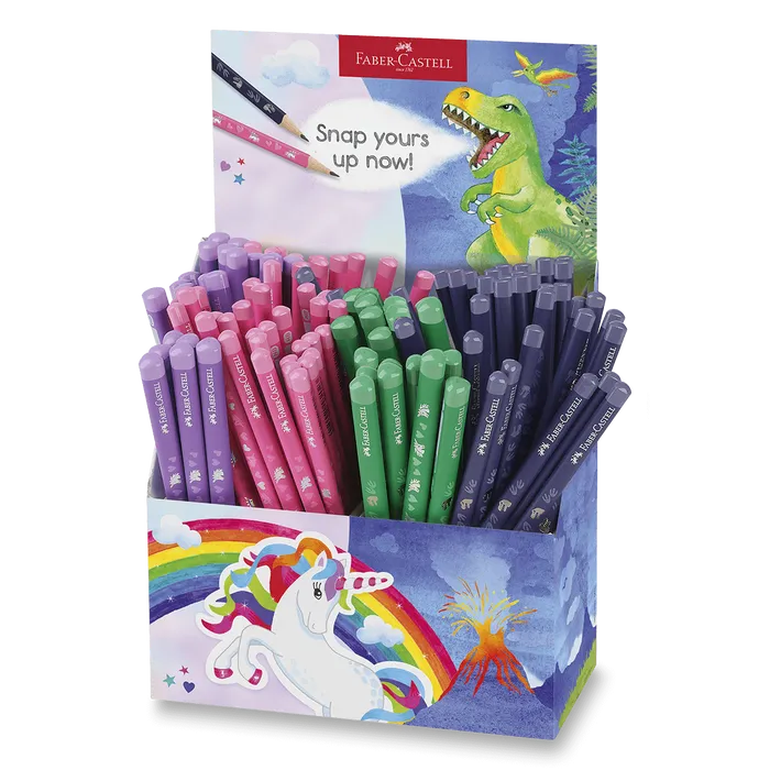 Hauptbild des Produkts Grafitové tužky a jumbo tužky Faber-Castell Unicorn & Dinosaurus stojánek, 120 ks