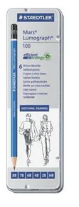Graphitstifte „Mars Lumograph“, Set, 6 verschiedene Härten, sechseckig, in Blechdose