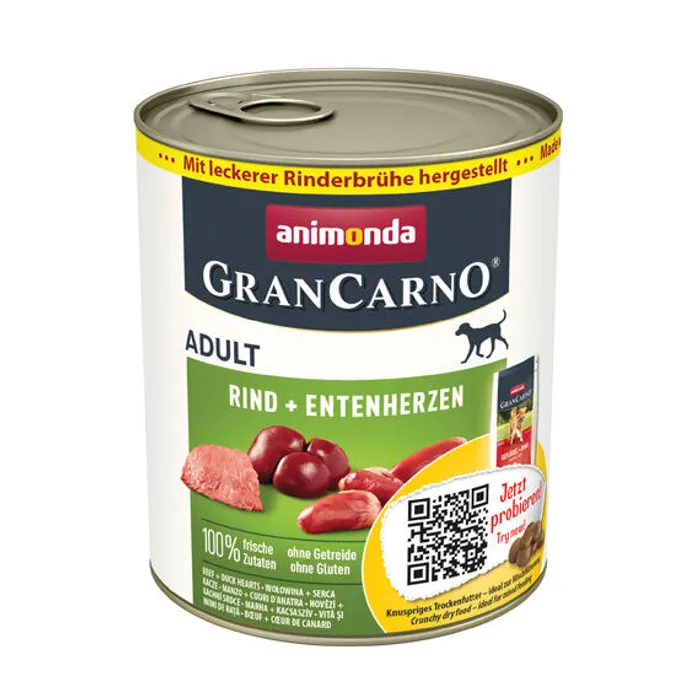 Hauptbild des Produkts GRANCARNO Adult - hovězí, kachní srdce 800g