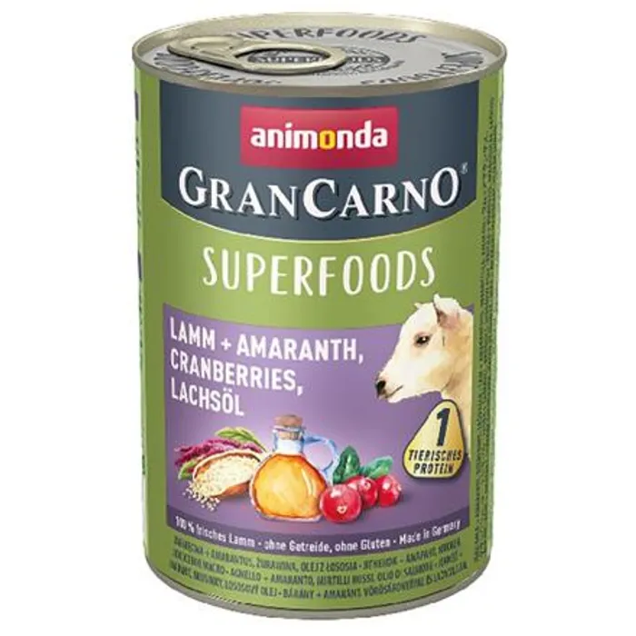 Hauptbild des Produkts GRANCARNO Superfoods jehněčí,amarant,brusinky,los.olej 400 g pro psy