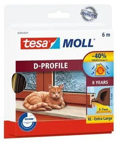 Gummidichtung „tesamoll® D-Profil 5393“, braun, 9 mm x 6 m, TESA