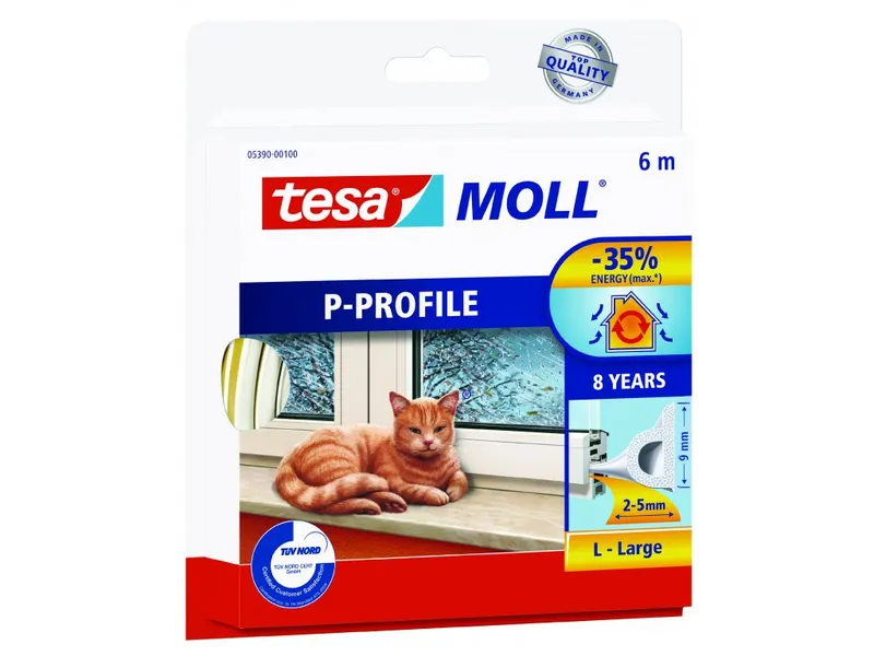 Hauptbild des Produkts Gumové těsnění "tesamoll® P profil 5390", bílá, 9 mm x 6 m, TESA