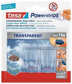Haken mit Klebestreifen „Powerstrips® 58813“, transparent, groß, TESA