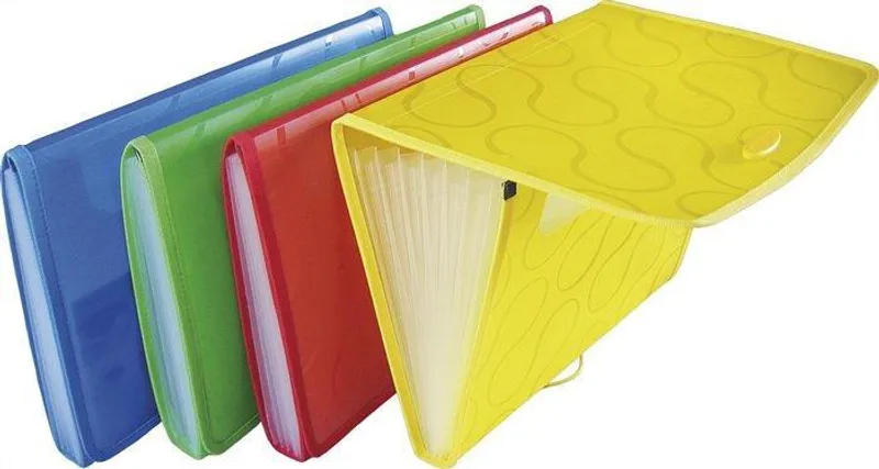 Hauptbild des Produkts Harmonikové desky, A4, 6 přihrádek, PP, s gumičkou, PANTA PLAST "Omega", červená