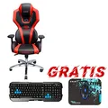 Weiteres Produktbild Gaming Stuhl E-blue AUROZA, rot, unterbeleuchtet, + Gamingset Polygon