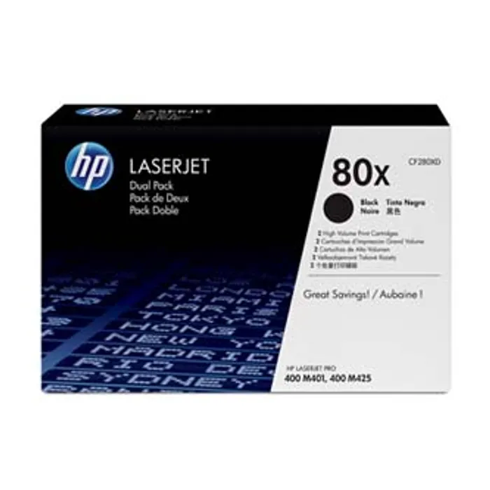 Hauptbild des Produkts HP originální toner CF280XD, black, 6900str., HP 80X, HP LaserJet+, N, dual pack, 2000g,