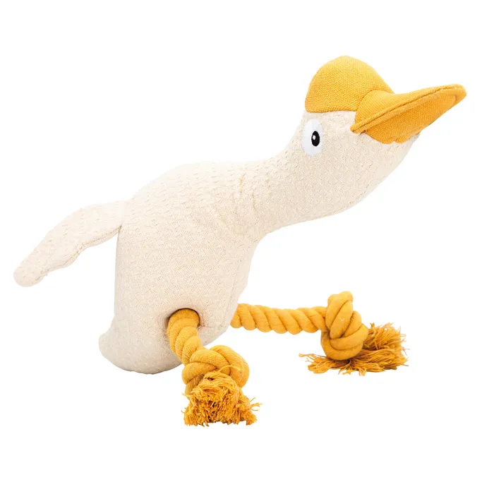 Hauptbild des Produkts Husa, 29 cm, látková robustní hračka s bavlněnými uzly, HIPHOP DOG, krémová/hořčicová