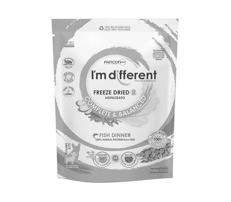 Hauptbild des Produkts I´M DIFFERENT Fish DINNER, mrazem sušené raw krmivo s rybou, 397 g