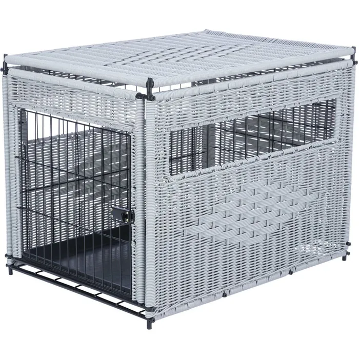 Hauptbild des Produkts Interiérový kennel, M: 58 x 60 x 77 cm, polyratan, světlešedá