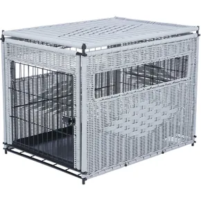 Indoor-Zwinger, M: 58 x 60 x 77 cm, Polyrattan, hellgrau