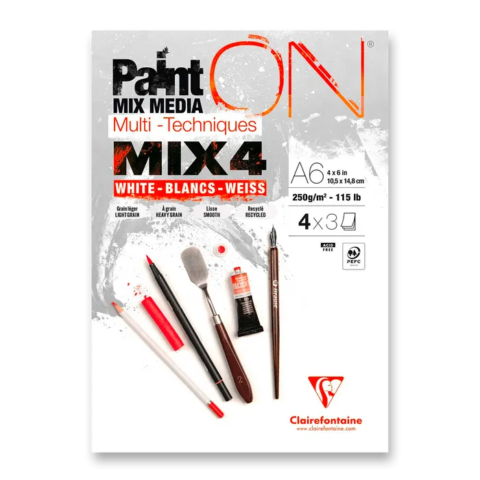 Hauptbild des Produkts Blok Clairefontaine Paint'ON Mix4 - A6, 12 listů, 250 g