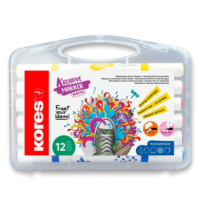 Hauptbild des Produkts Akrylové popisovače Kores Kreative Markers - sada 12 barev
