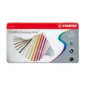 STABILO Aquacolor Buntstifte, Set mit 12 Stück in Metalletui