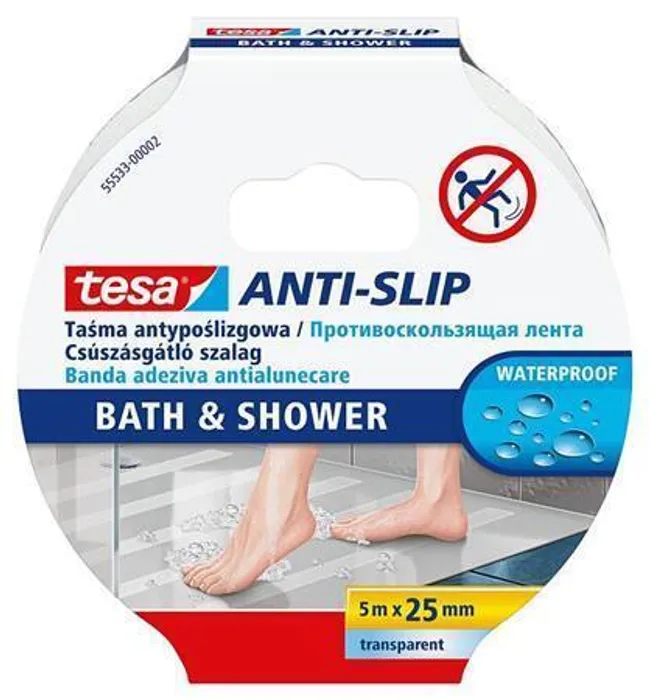 Hauptbild des Produkts Protiskluzová páska do koupelny "Anti-Slip 55533", transparentní, 25 mm x 5m, TESA